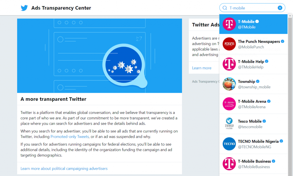 Centro de Transparencia Publicitaria de Twitter